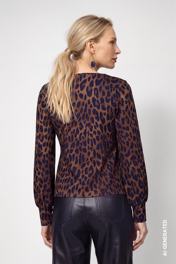 Monari Navy Leopard Print Top