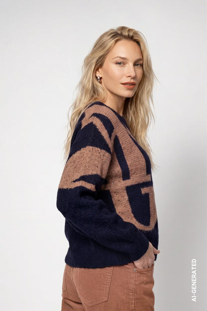 Monari Knitted Dark Blue Pullover