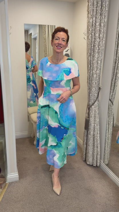 Lizabella Watercolor Print Dress