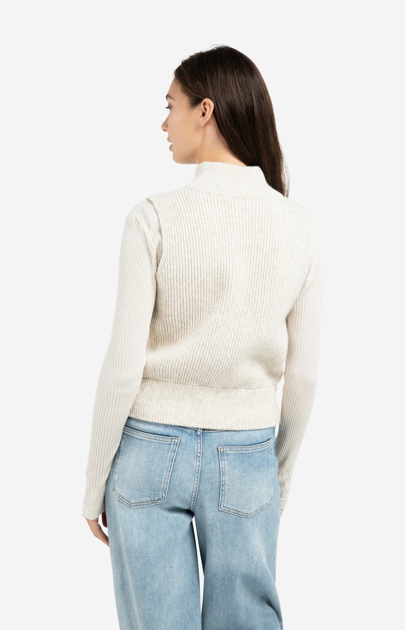 YAYA Knit sleeveless vest high zipper