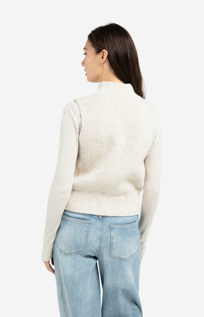 YAYA Knit sleeveless vest high zipper