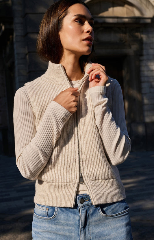 YAYA Knit sleeveless vest high zipper