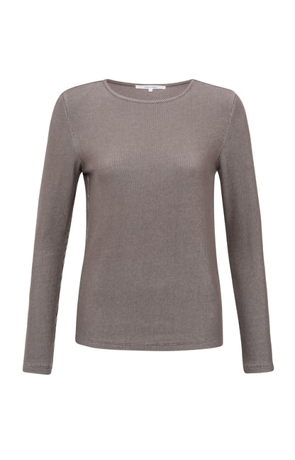 Ribbed top with long sleeves, round neck and shoulder pads - Type: product