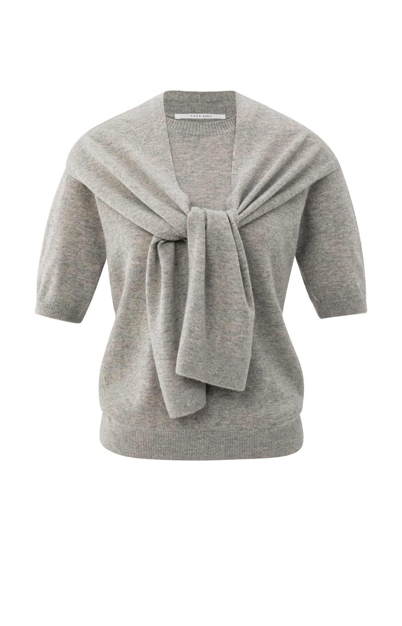 YAYA Short sleeve sweater with fixed scarf detail