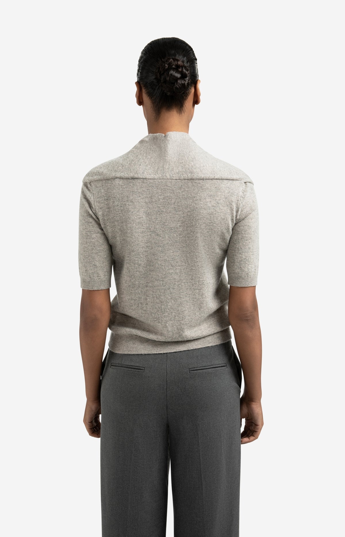YAYA Short sleeve sweater with fixed scarf detail