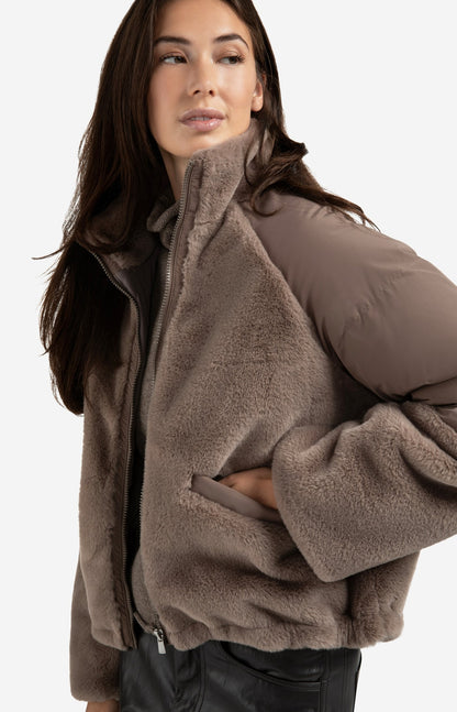 YAYA Short teddy jacket with padded sleeves