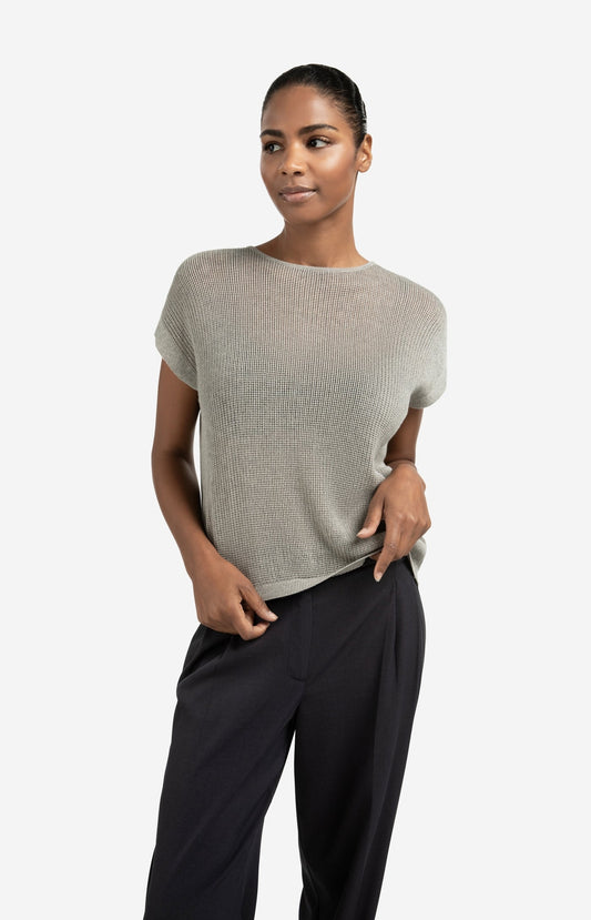 YAYA Brownish Grey Sleeveless Sweater