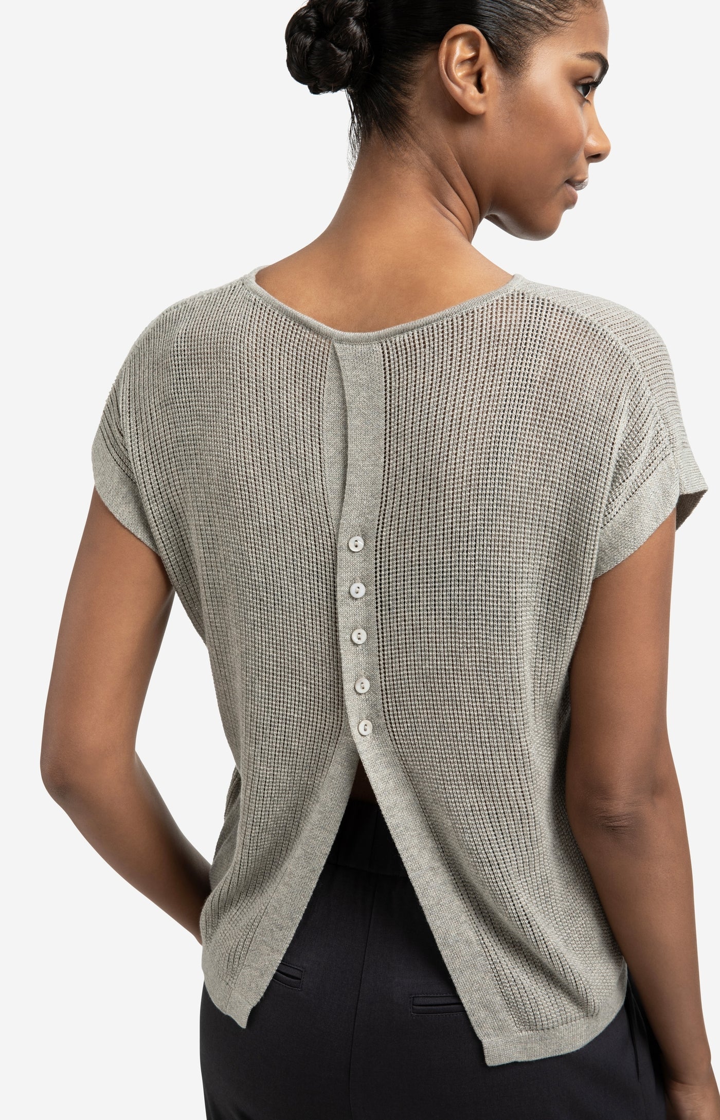 YAYA Brownish Grey Sleeveless Sweater