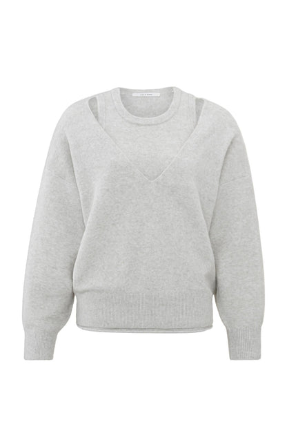 Soft V-neck sweater with matching top in loose fit - Type: product