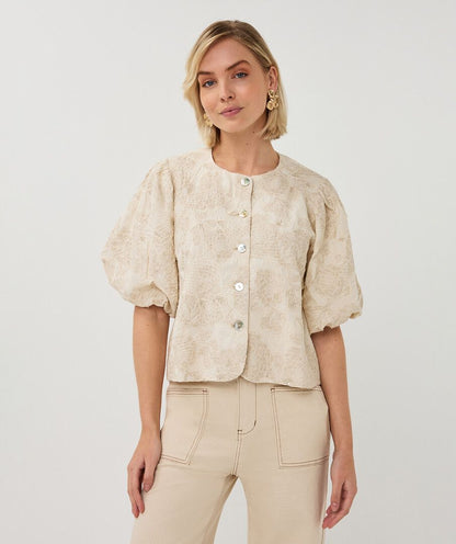 Esqualo Ecru Balloon Sleeve Top