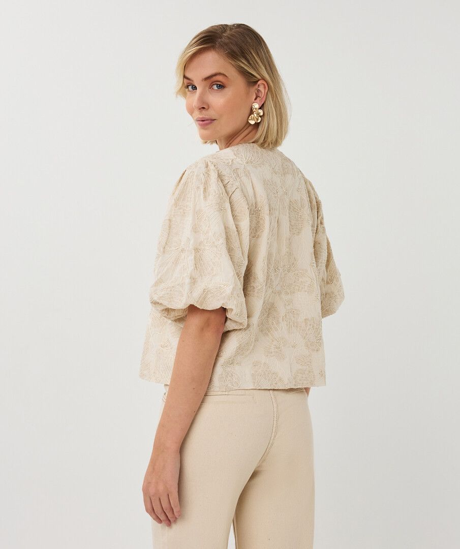 Esqualo Ecru Balloon Sleeve Top