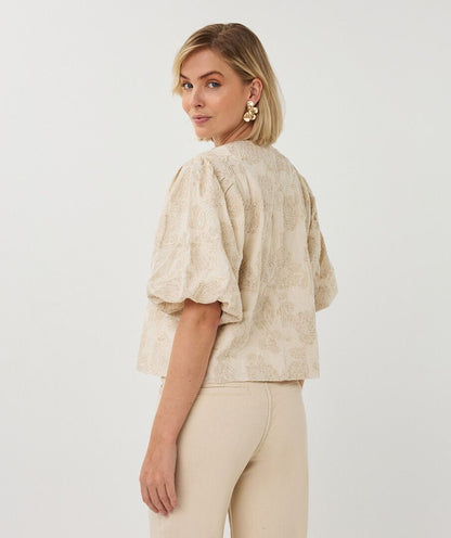 Esqualo Ecru Balloon Sleeve Top