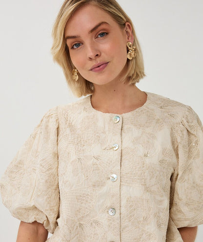 Esqualo Ecru Balloon Sleeve Top