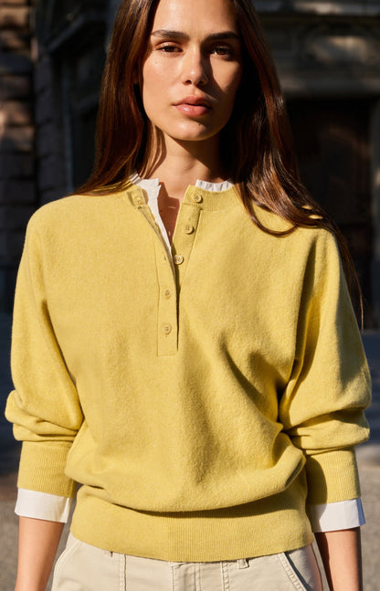 YAYA Sweater inserted blouse collar button detail