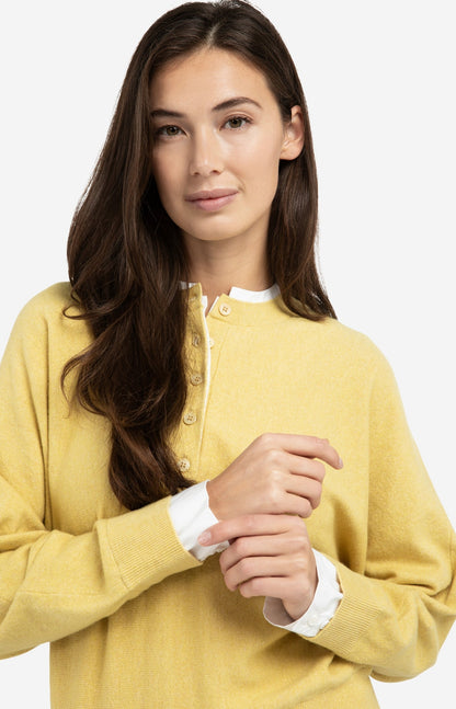 YAYA Sweater inserted blouse collar button detail