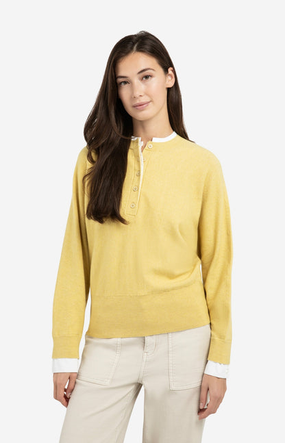 YAYA Sweater inserted blouse collar button detail