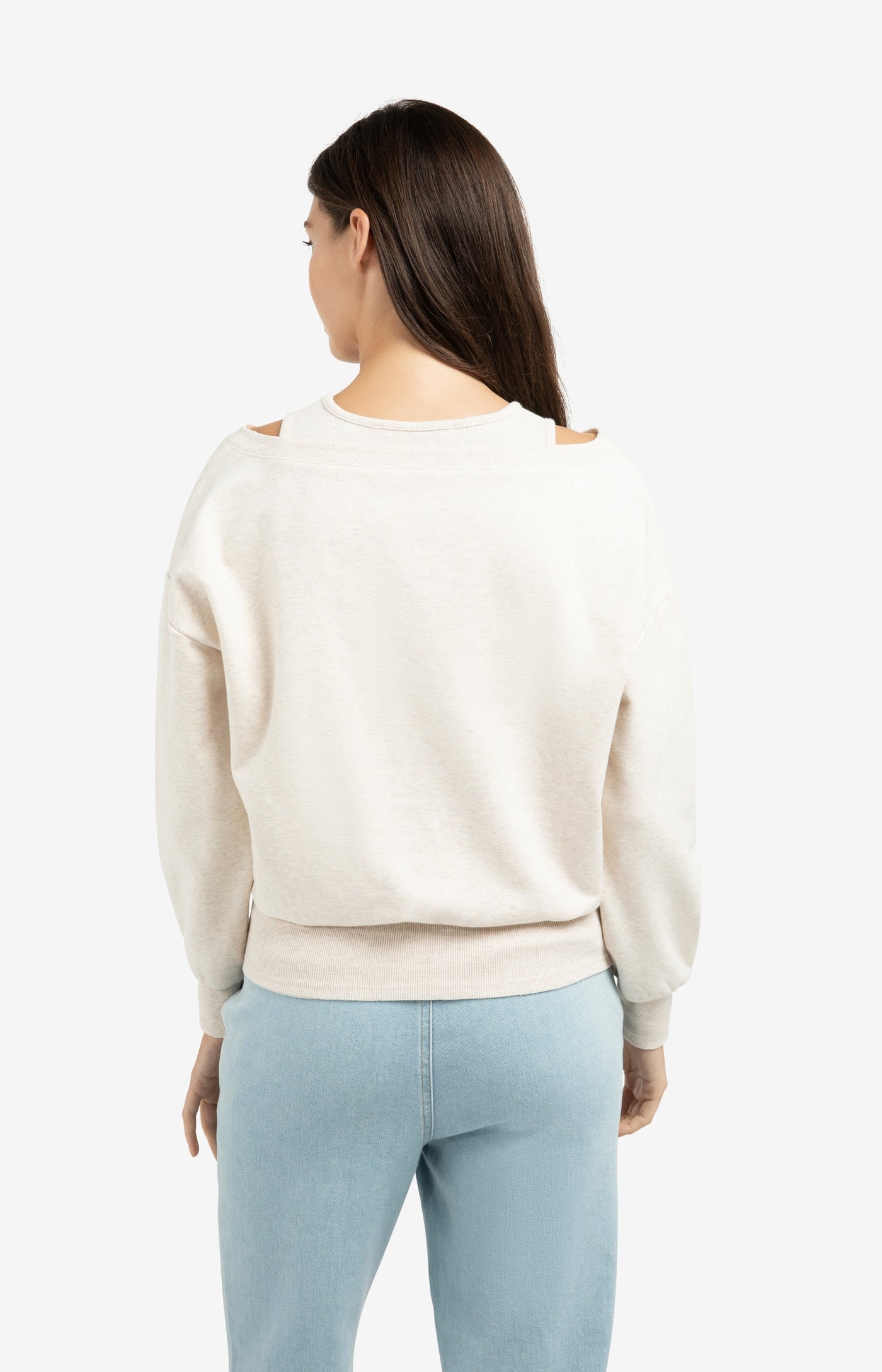 YAYA Ecru Sweatshirt with layered neckline