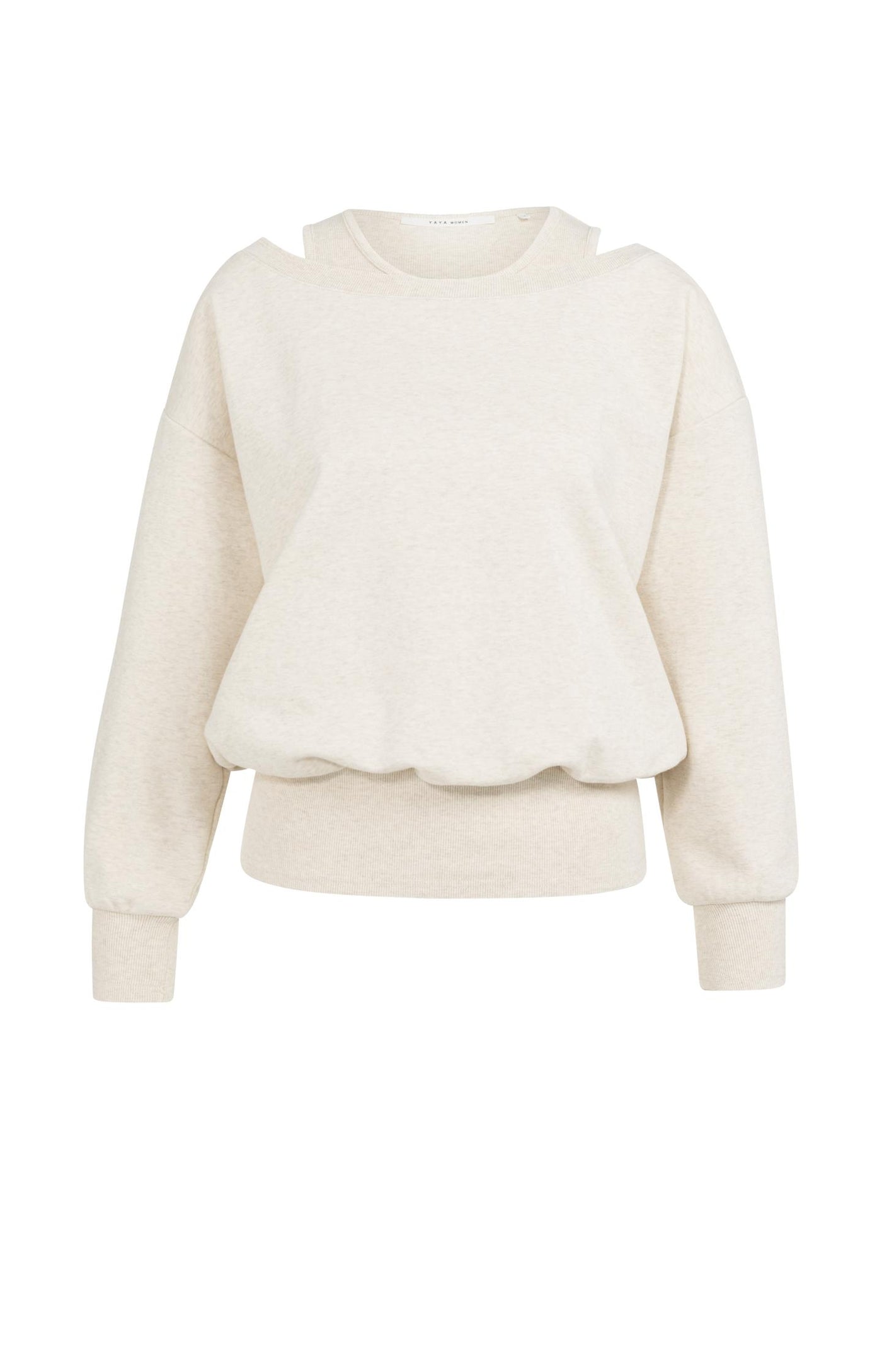 YAYA Ecru Sweatshirt with layered neckline