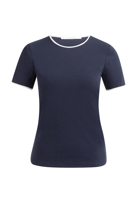 YAYA Navy T-shirt with contrasting trim