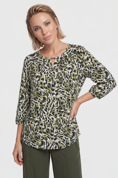 Olsen Leopard Print Top