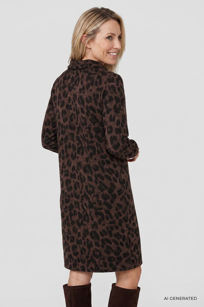 Olsen Leopard Print Jersey Dress