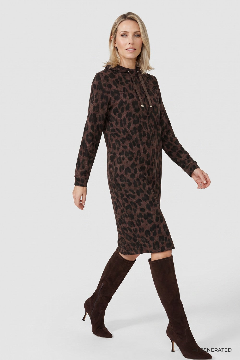 Olsen Leopard Print Jersey Dress