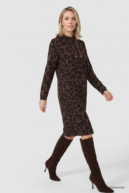 Olsen Leopard Print Jersey Dress