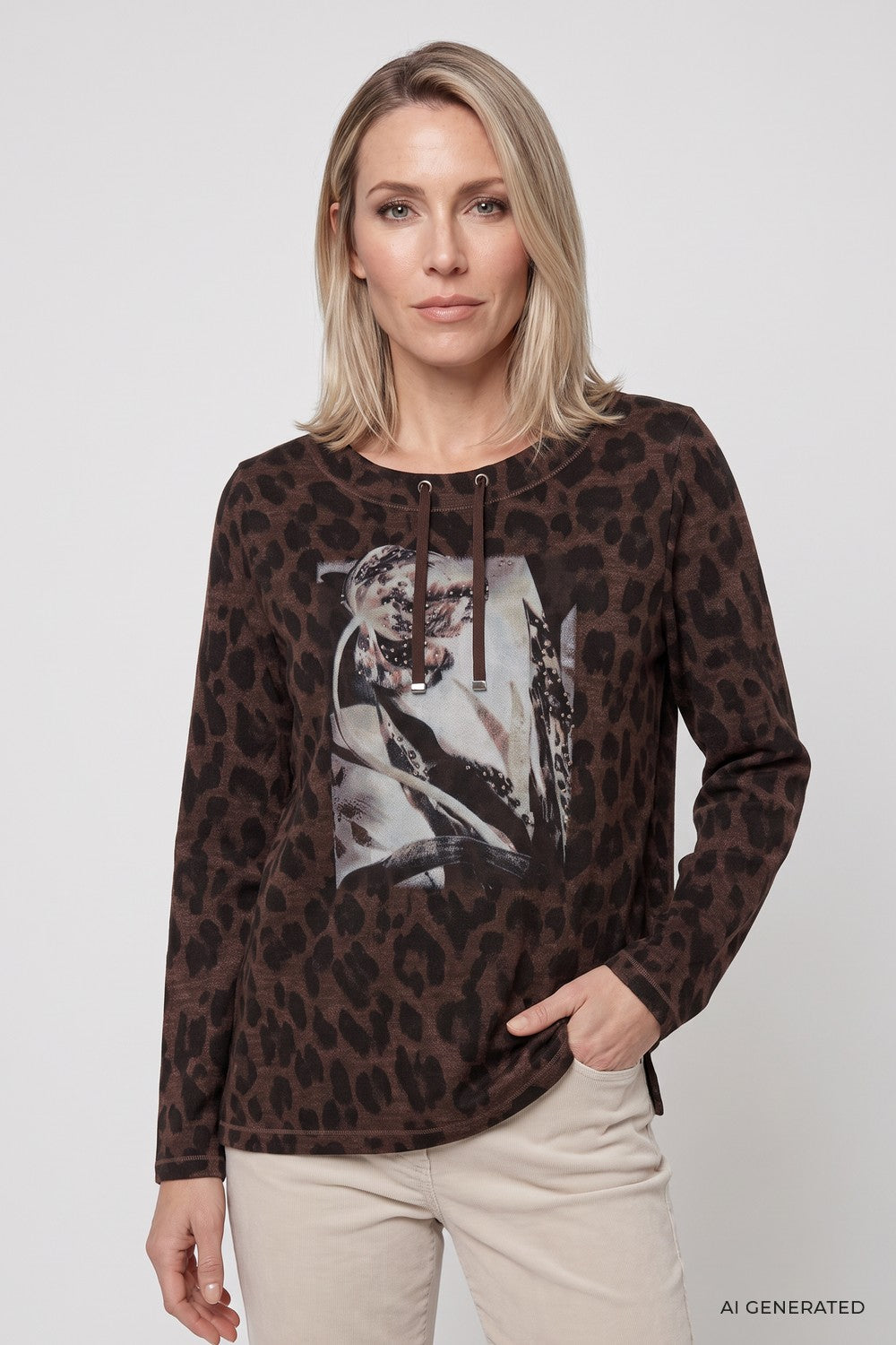 Olsen Leopard Print Sweatshirt