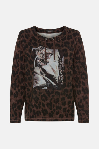 Olsen Leopard Print Sweatshirt