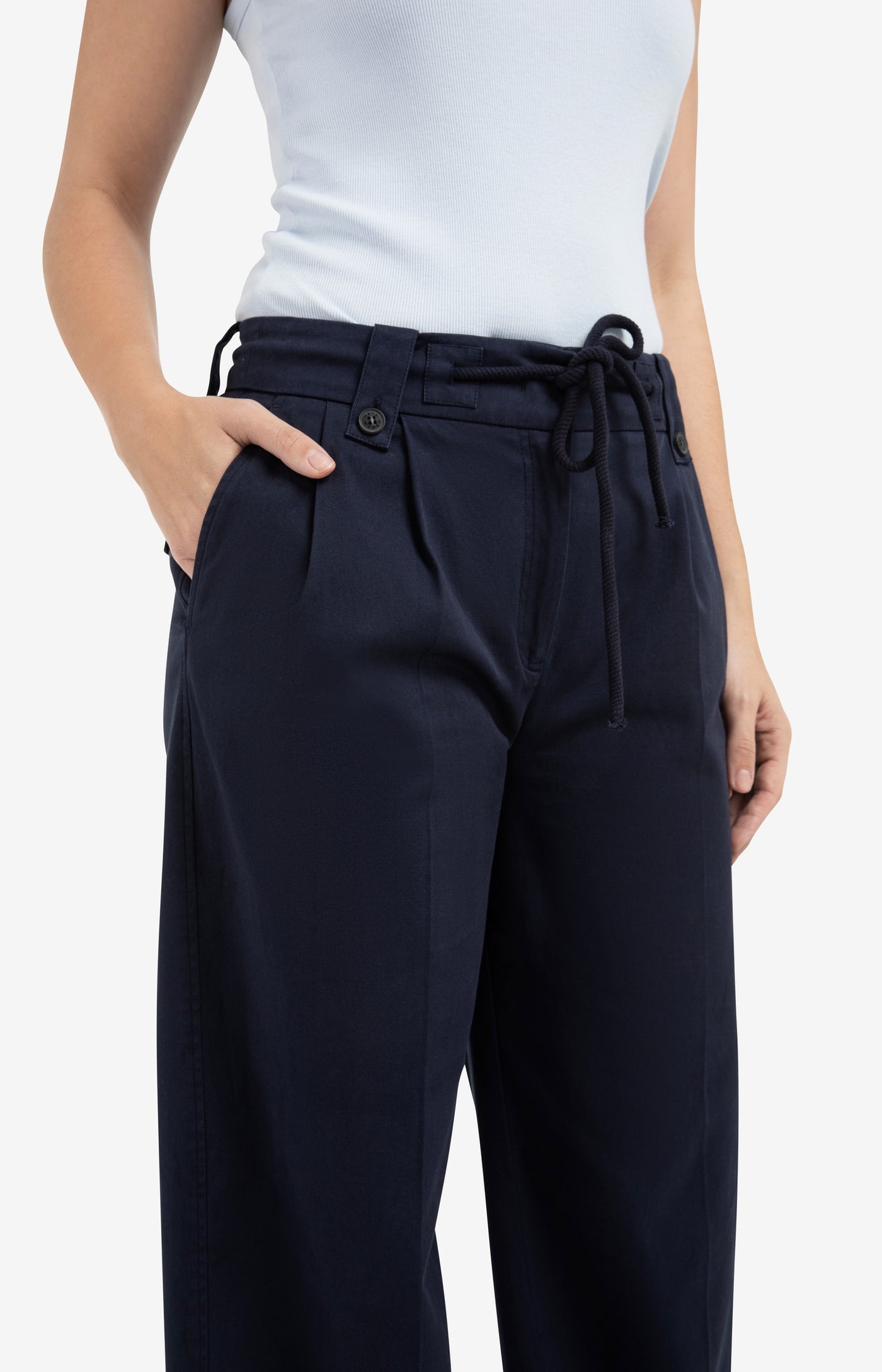 YAYA Navy Woven Trousers