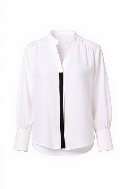 Peruzzi Ecru Cocktail Trim Blouse