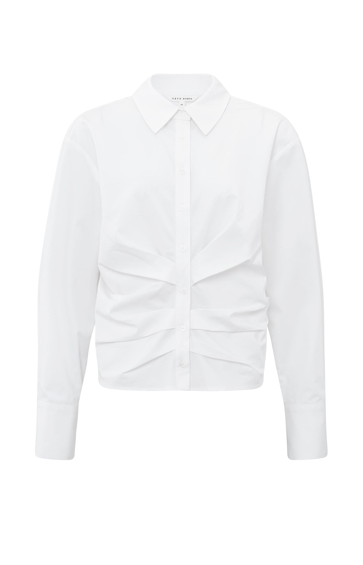 White blouse with long sleeves and a classic collar - Type: product