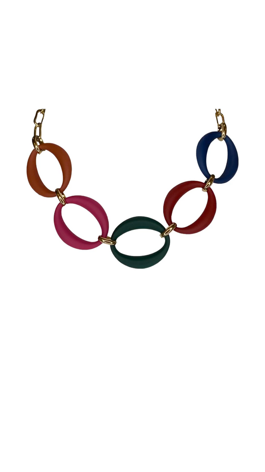 Multicoloured Linked Circle Necklace